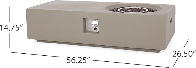 Propane Fire Pit Table, 56 Inch Firepits for Outside, Rectangular Gas Fire Pit for Outside Patio, Propane Fire Table, 50000BTU, Light Grey