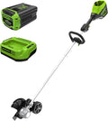 Greenworks 60V 8" Brushless Cordless Edger with 2.0Ah Battery & Charger – Tool-Free Depth Adjustment, Lightweight Lawn Edging Tool, 4-Year Warranty