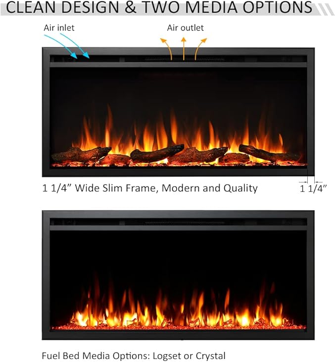LegendFlame 40" W Austin in Wall Recessed & Wall Mounted Electric Fireplace (EF286A)
