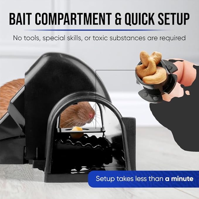 Rat & Chipmunk Tunnel Traps – Humane Reusable Rodent Catcher for Indoor & Outdoor Use, Safe No-Touch Rat Trap, No-Mess Mouse Catcher, Pet & Child Friendly, Quick Setup & Easy Clean