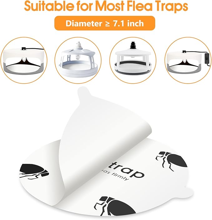 Flea Trap Sticky Pads Refills, 10 Pack 7.1 Inch Round Replacement Glue Boards Refill Discs for Most Flea Light Trap for Inside Your Home, Non-Toxic Family Pet Safe Sticky Board for Indoor Bed Bug Lamp