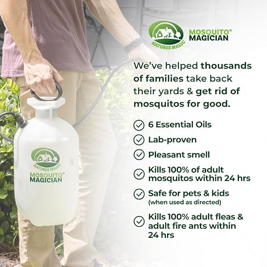 Mosquito Magician Ready to Use Liquid Solution – Kills Mosquitoes, Fleas & Fire Ants – Use with Mosquito Foggers, Sprayers & Misting Systems – Pet & Yard Safe for Lawns, Patios, Outdoors, 1 Gal - Mint