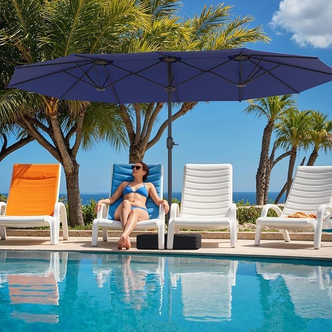 Patio Umbrellas, Pool Umbrella, Outdoor Umbrella with Push Button Tilt/Crank, Deck Umbrellas, Market Umbrela Table for Backyard, Deck, Garden, Pool