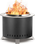 Smokeless Fire Pit,22 Inch Stainless Steel Firepit, Outdoor Wood Burning Fire Pit with Cover,Smokeless Firepits for Outside Backyard Patio Garden Camping Bonfire(Black)