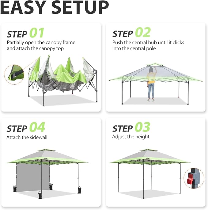 EAGLE PEAK 13x13 Pop up Canopy Tent w/One Wall, Instant Canopy Easy Set up Folding Shelter w/One Privacy Curtain, 169 Square Feet Sun Shade, Gray