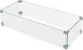NUU GARDEN 27.6'' x 11.7'' x 6.5" Rectangular Fire Pit Wind Guard, Transparent Tempered Glass, Polished Aluminum Brackets, 3M Anti-Slip Pads, Fit for Best Choice 52-inch Fire Table WG01