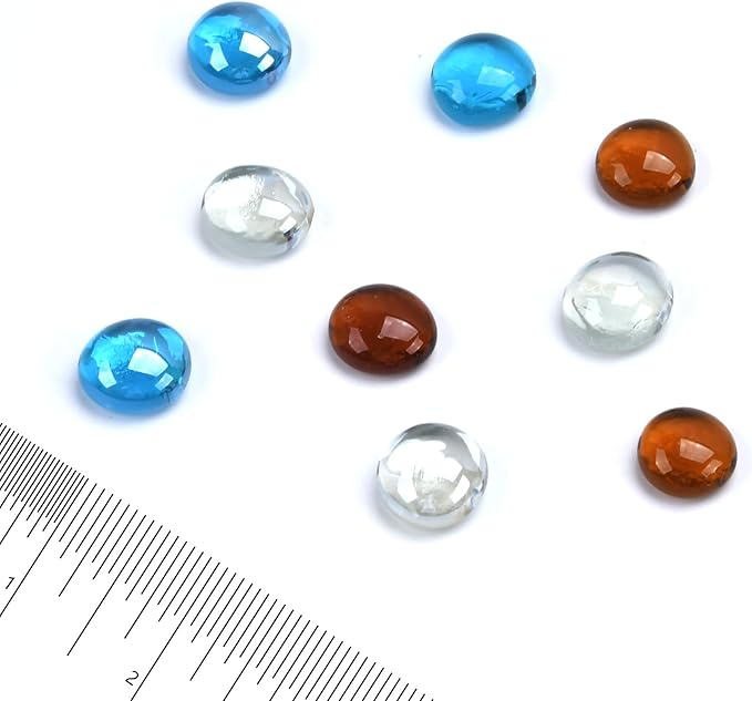 GasSaf Blended Fire Glass Beads for Outdoor Fire Pit, Fireplace, Replaces Existing Gas Logs & Lava Rocks, 3/4 Inch Glass(20 Pound)(Caribbean Blue, Amber, Crystal Clear Luster)