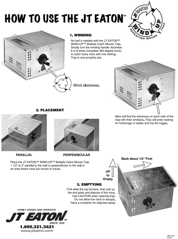 Wind Up Multiple Catch Mouse Trap – Durable Indoor Rodent Trap, Catches Multiple Mice Without Bait or Poison