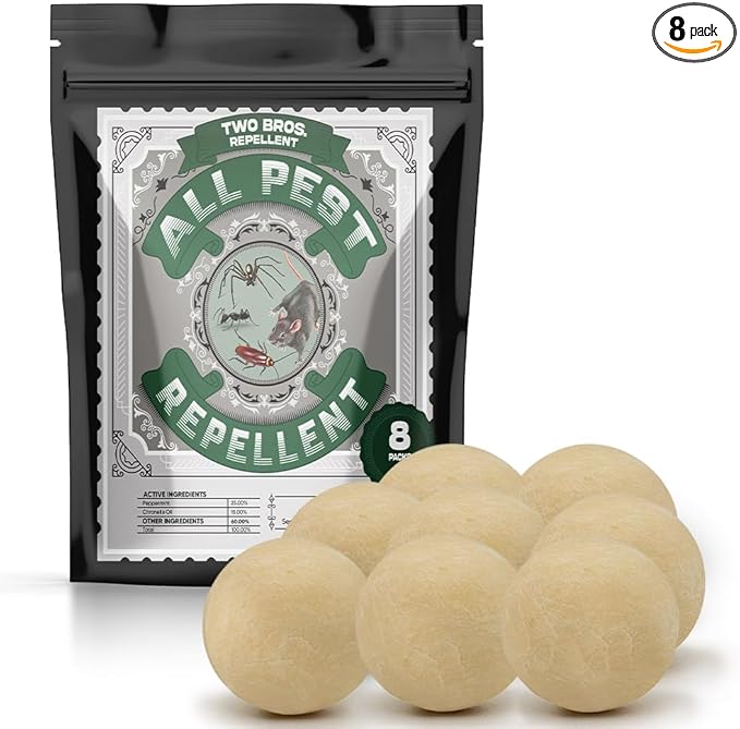 Pest Repellent, Rodent Repellent for Indoor/Outdoor, Peppermint Repel Mice/Rat/Pest/Roach/Spider/Ant from Nesting in Car/RV/Garage/Shed/House, Safe for Kids and Pets - 8P