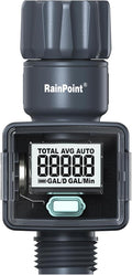 RAINPOINT Water Flow Meter, Measure Consumption and Flow Rate up to 9999.9 Gallon/Liter, ±5% Accuracy, Water Meter for RV, Garden Hose, Pool, Lawn Sprinkler & Nozzle Sprayer