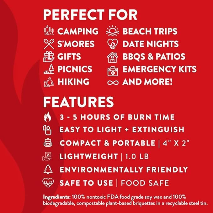 City Bonfires Portable Fire Pit - Mini Fire Pit, Table Top Firepit, No Wood, No Embers, 3-5 Hours of Burn Time - Food Safe for Smores - Lightweight, Emergency Heat, Camping Stove (24-Pack)