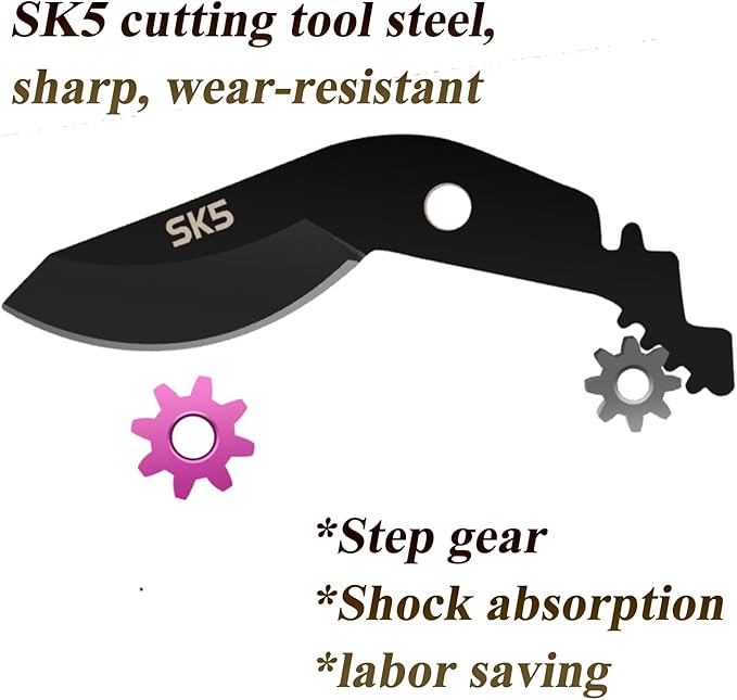 Premium 8 inch garden clippers, 3 Times Easy to Work, Arthritis Weak Hand Snips (Pulley lever -pruners- Purple)