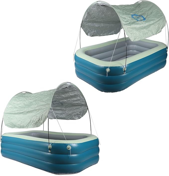 SUNGOOYUE Inflatable Pool Thickened Large Blow Up Swimming Pool with Canopy Slide for Kids Backyard, Child Friendly and Multifunctional Use (Green)