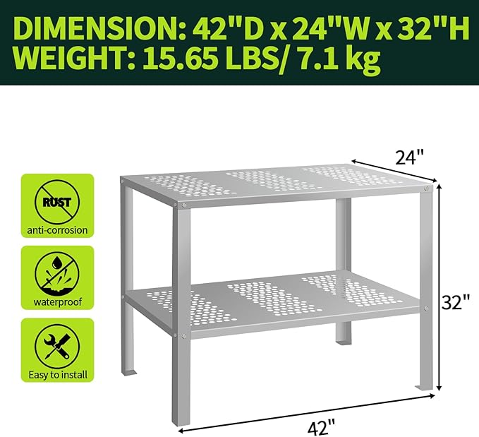 Outdoor Stainless Steel Potting Bench with Storage, Metal Garden Potting Table with Metal Tabletop and Shelf, Potting Work Bench Station for Garden, Patio, Backyard