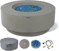 AMS Fireplace | Elementi Plus | Colosseo | Round Light Gray Concrete Propane Gas Fire Table Pit (Liquid Propane)