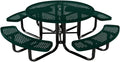 COATEDOUTDOORFURNITURE Heavy-Duty Portable Outdoor Kids Table with Umbrella Hole, Punched Steel Kids Picnic Table, Commercial-Grade, Made in America (46 in, Round, Childrens, Textured Dark Green)