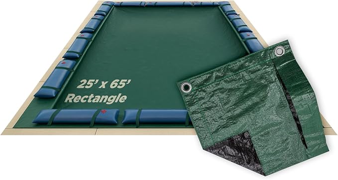 Buffalo Blizzard Supreme 25 ft x 65 ft Rectangular Winter Pool Cover | Green/Black | Closing Inground Swimming Pools | Easy to Install | Heavy Duty, Cold & UV Resistant | Shields from Seasonal Debris