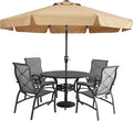 MASTERCANOPY Valance Patio Umbrella for Outdoor Table Market -8 Ribs (9ft, Khaki)