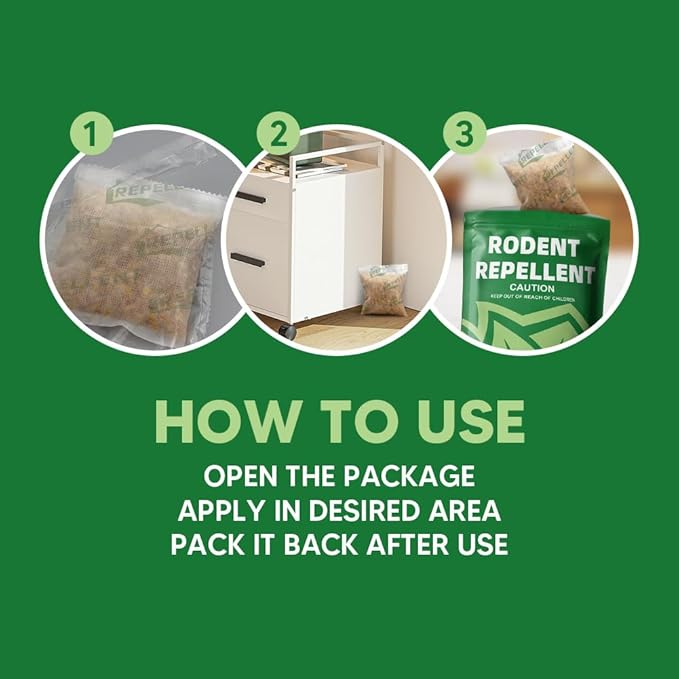 Rodent Repellent, Mouse Repellent Pouches, Mice Repellent Indoor, Rat Repellant for House, Extra-Strength Peppermint to Repel Mice and Rats-5P