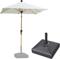 PURPLE LEAF 6' x 6' Square Outdoor Umbrella with Base Outdoor Table Umbrella Aluminum Patio Umbrella with Push Button Tilt & Crank and 8 Ribs Market Umbrella for Pool Backyard Beach, Cream