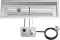 Skyflame 30" Rectangle Stainless Steel Fire Pit Drop-in Burner Kit with Extinguishing Protection Device, Electronic Spark Ignition, and Propane Regulator Hose Set