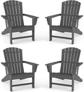 BRIOPAWS Adirondack-Chairs-Set of 4 | Fire Pit Chair | Oversized | HDPE Plastic | Weather Resistant | for Deck Outdoor Poolside Campfire | Grey