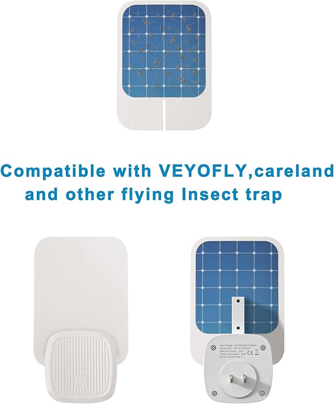 Dichroma 40 Pcs Flying Insect Trap Refill Compatible with VEYOFLY Fly Trap VF01, Replacement Sticky Glue Boards for Fly Trap Indoors Plug-in