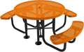 COATEDOUTDOORFURNITURE Heavy-Duty Portable Outdoor Picnic Table with Umbrella Hole, Punched Steel Patio Dining Furniture Made in America (46" Round Top, Orange)