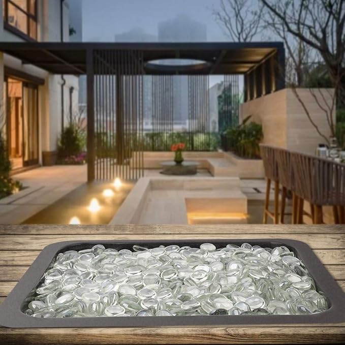 Mr. Fireglass 10 Pound Fire Glass Beads, 1/2" Reflective Round Fire Glass Drops for Fireplace Fire Pit & Lanscaping, High Luster Crystal Ice