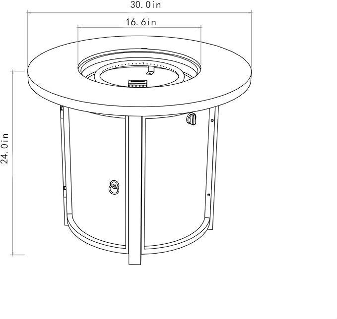 GDFStudio 30" Round Propane Fire Pit Table, 50000 BTU Outdoor Gas Heater with Steel Top & Wicker Base, for Patio, Deck, Garden, Black