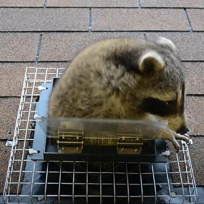 Raccoon One Way Eviction Door - Raccoon Trap Contactless Excluder for Outdoor Spaces Like Attics, Chimneys & Under Decks. Fast Results, Easy DIY Installation Large