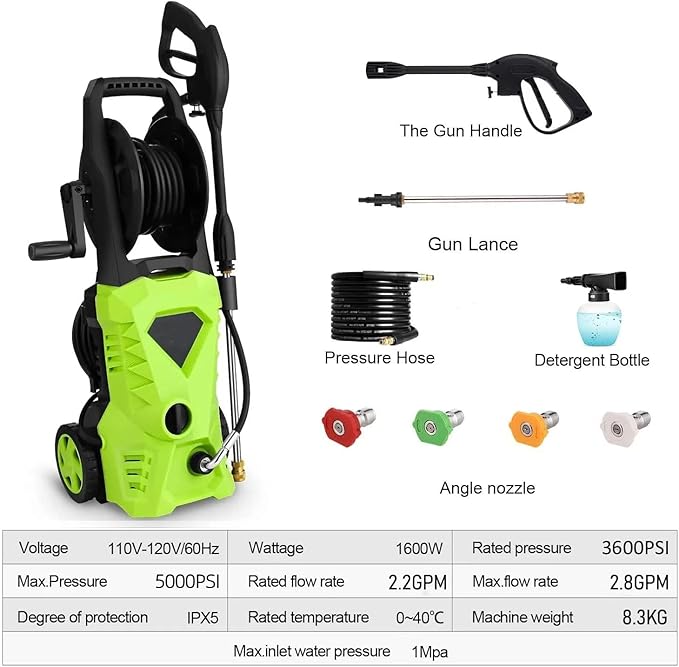 Imdot 5000PSI Electric Pressure Washer 2025 2.8GPM High Power Washer with 4 Pressure Nozzle and Soap Bottle for Home, Car Washing, Fence Cleaning, Patio (Blue)