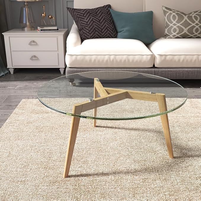Royalty 20" Inch Round Tempered Glass Table Top – Clear Table Top Glass – Useful for Replacement, Tabletop Protector, Patio, Dining, Coffee, Desks - 1/4" Thick Flat Polished Edge