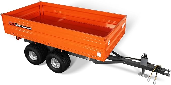 2-Ton Capacity Hydraulic Dumping Heavy-Duty Dump Dumper Cart Agricultural Farm Trailer Cart Mechanical Trailer with Tail Light, Model DT4X8