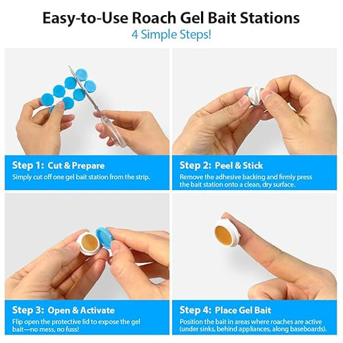 16 Pack Roach Killer Indoor Infestation Roaches Gel Bait Stations, Powerful Cockroach Killer Indoor Home for Roach Infestation, Long-Lasting & Effective Cockroach Gel Bait, Easy to Use & No Mess