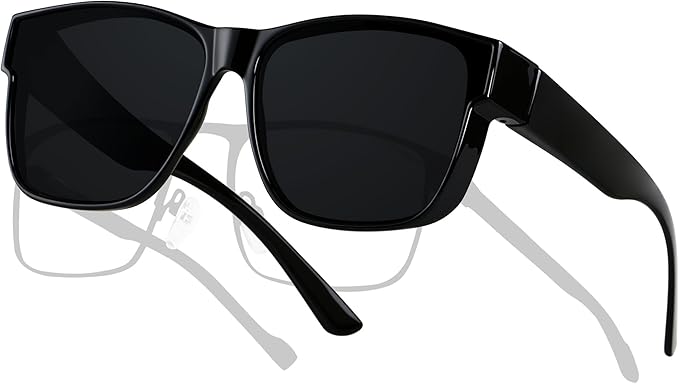 ANDWOOD Fit Over Glasses Polarized Sunglasses for Women Men Oversized Square Shades UV400 Protection