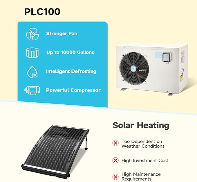 35,000 BTU Inverter Swimming Pool Heat Pump, Electric Pool Heater for Above Ground and Inground Pool, Heating and Cooling Pool Heater, 208~230V/60Hz
