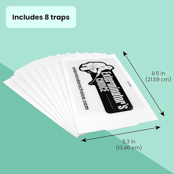 Exterminators Choice Large White Sticky Glue Boards for Insects - 8 Pack Flat Boards - Odorless Adhesive for Indoor Ant & Beetle Catching