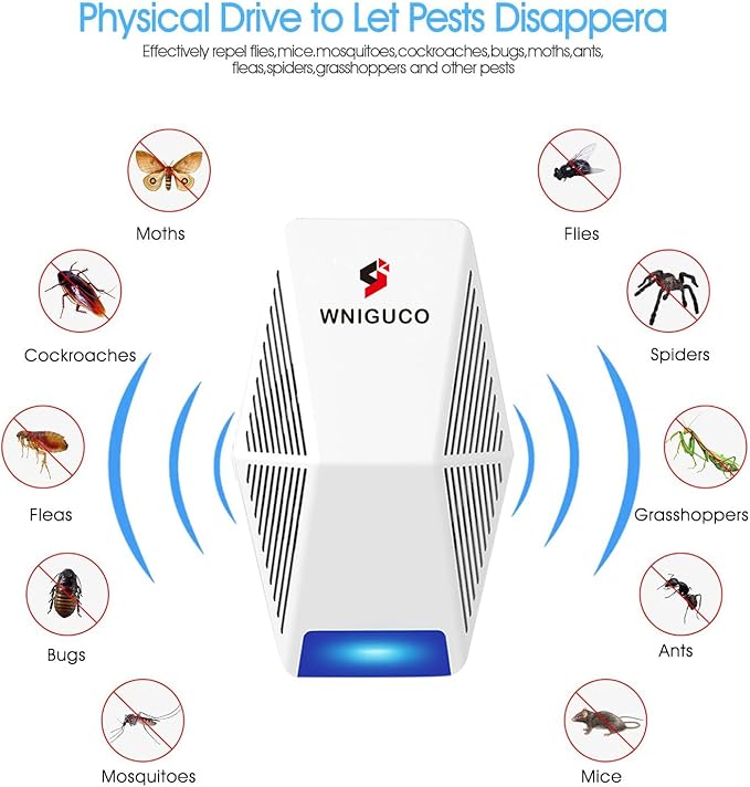 Pest Control Repeller, Electronic Plug in Pest Control Indoor for Bug and Rodent Mice Insects Ant Mosquito Spider Roach (6 Pack)