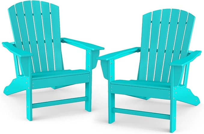 BRIOPAWS Adirondack-Chairs-Set of 2 | Fire Pit Chair | Oversized | HDPE Plastic | Weather Resistant | for Deck Outdoor Poolside Campfire | Aqua