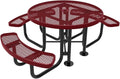 COATEDOUTDOORFURNITURE Heavy-Duty Portable ADA-Compliant Outdoor Picnic Table with Umbrella Hole, Expanded Metal Patio Dining Furniture Made in America (46" Round Top, Burgundy)