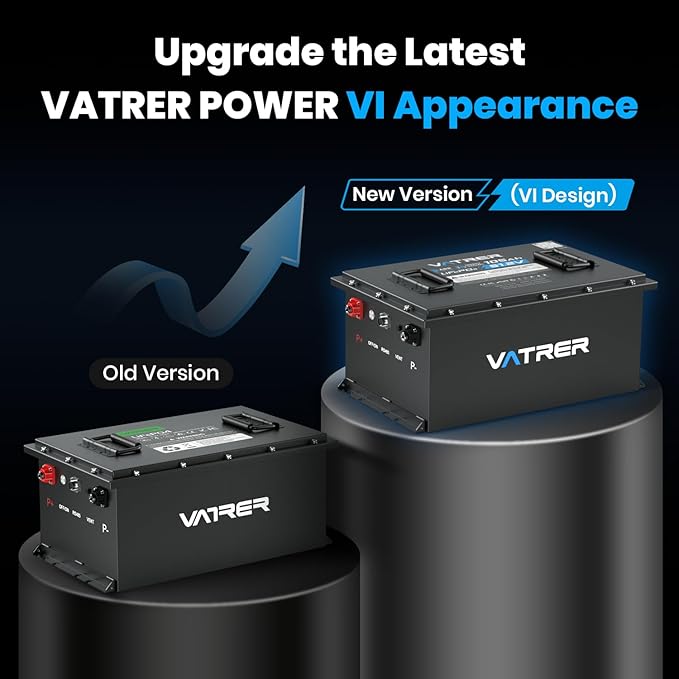 VATRER POWER 48V 105Ah Lithium Golf Cart Battery, Built-in Smart 200A BMS, with Touch Monitor & Mobile APP, 4000+ Cycles Rechargeable LiFePO4 Battery, Max 10.24kW Power Output, Perfect for Golf Carts