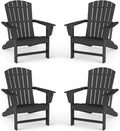 BRIOPAWS Adirondack-Chairs-Set of 4 | Black | Fire Pit Chair | Oversized | HDPE Plastic | All Weather | for Deck Outdoor Poolside Campfire