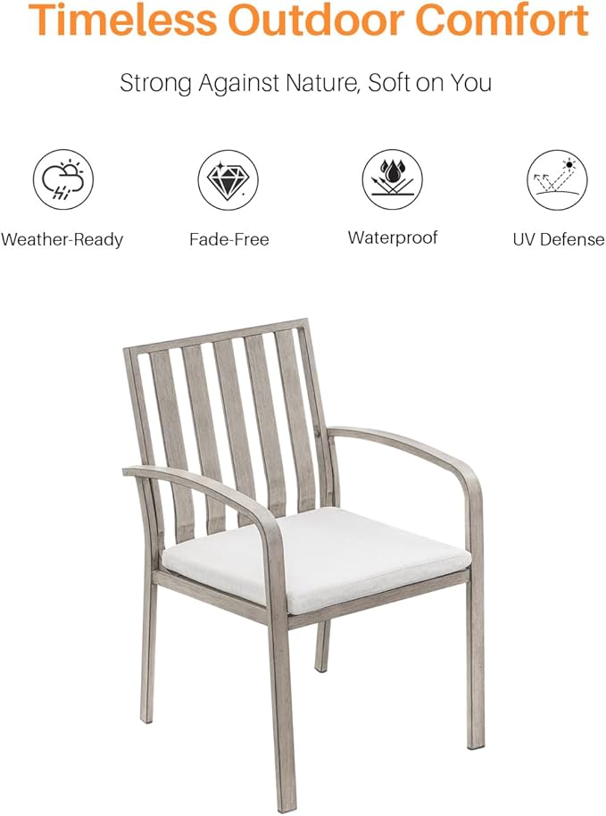 SEEHILL Patio Dining Chairs Set of 2, Aluminum Outdoor Dining Chairs with Thick Cushions, Deep Seating Outdoor Patio Chairs for Table, Sturdy Patio Furniture for Deck, Balcony, Garden, Limed Oak