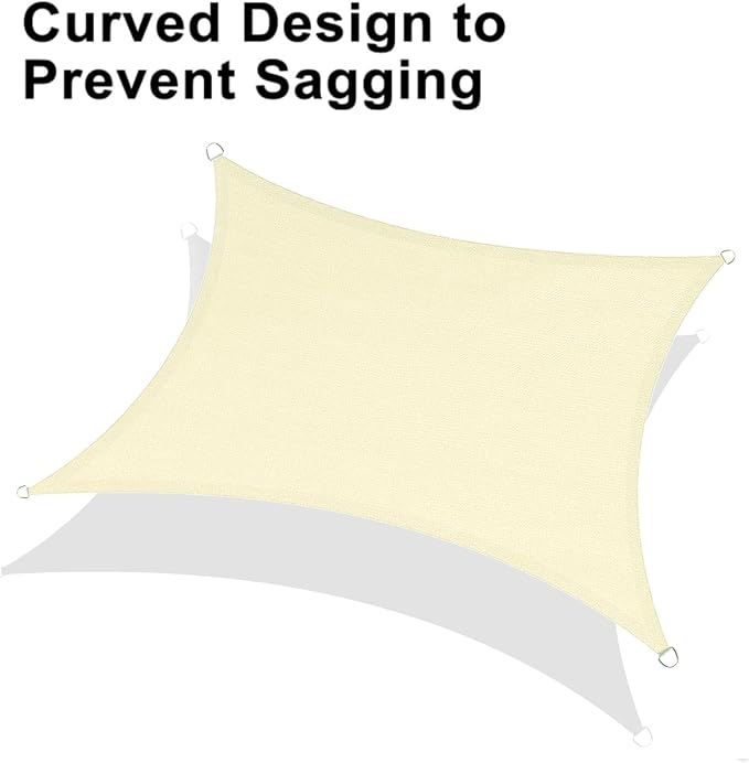 LOVE STORY Custom Size 9'x18' Butter Cream Sun Shade Sail Rectangle UV Block Canopy Patio Sail Sunshades Fabric for Outdoor Garden Carport (We Make Custom Size)