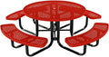 COATEDOUTDOORFURNITURE Heavy-Duty Portable Outdoor Kids Table with Umbrella Hole, Punched Steel Kids Picnic Table, Commercial-Grade, Made in America (46 in, Round, Childrens, Red)