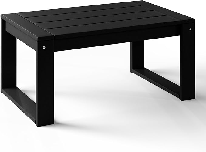 WestinTrends Montara Modern Outdoor HDPE Rectangle Patio Coffee Table, Black