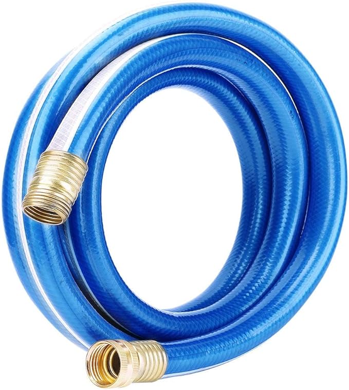 Solution4Patio Blue Garden Hose 3/4 in. x 50 ft. -Heavy Duty Durable Flexible Lightweight Water Pipe -Brass Aluminum Ends for Household & Commercial -Kink Free, No Leaking, Male/Female Fittings