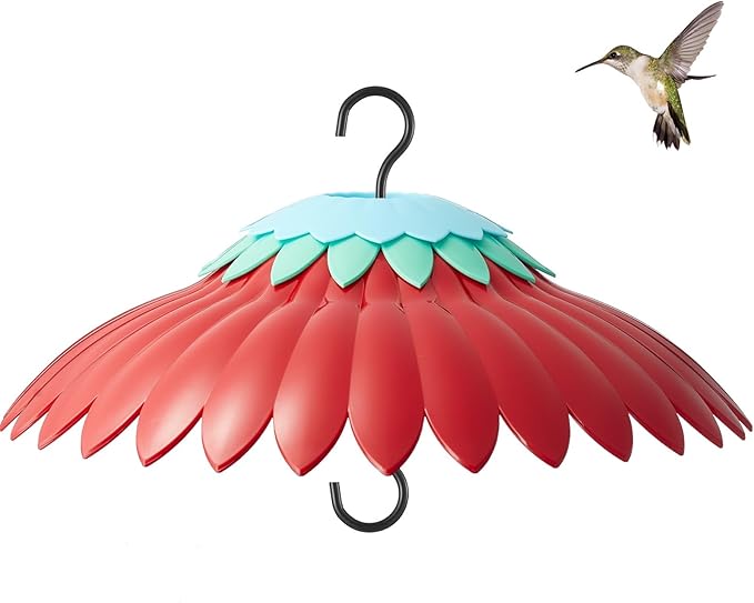 Beserie Bird Feeder Weather Guard Dome Cover Red Rain Shade for Hummingbird Feeders Built-in Moat Proof, Easy to Install 11inch