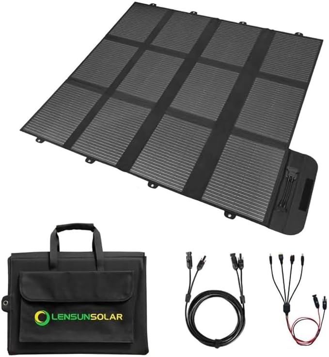LENSUNSOLAR 300W Solar Blanket Complete Kit Ready to Charge Battery and Solar Generator Portable Lightweight for Camping